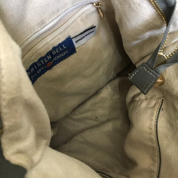 Kristen Bell for Erica Anenberg Gray Pebbled Leather Tote Boho W/ Dustbag - Picture 9 of 12